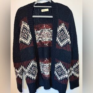 Hollister Black and Red Geometric Cardigan